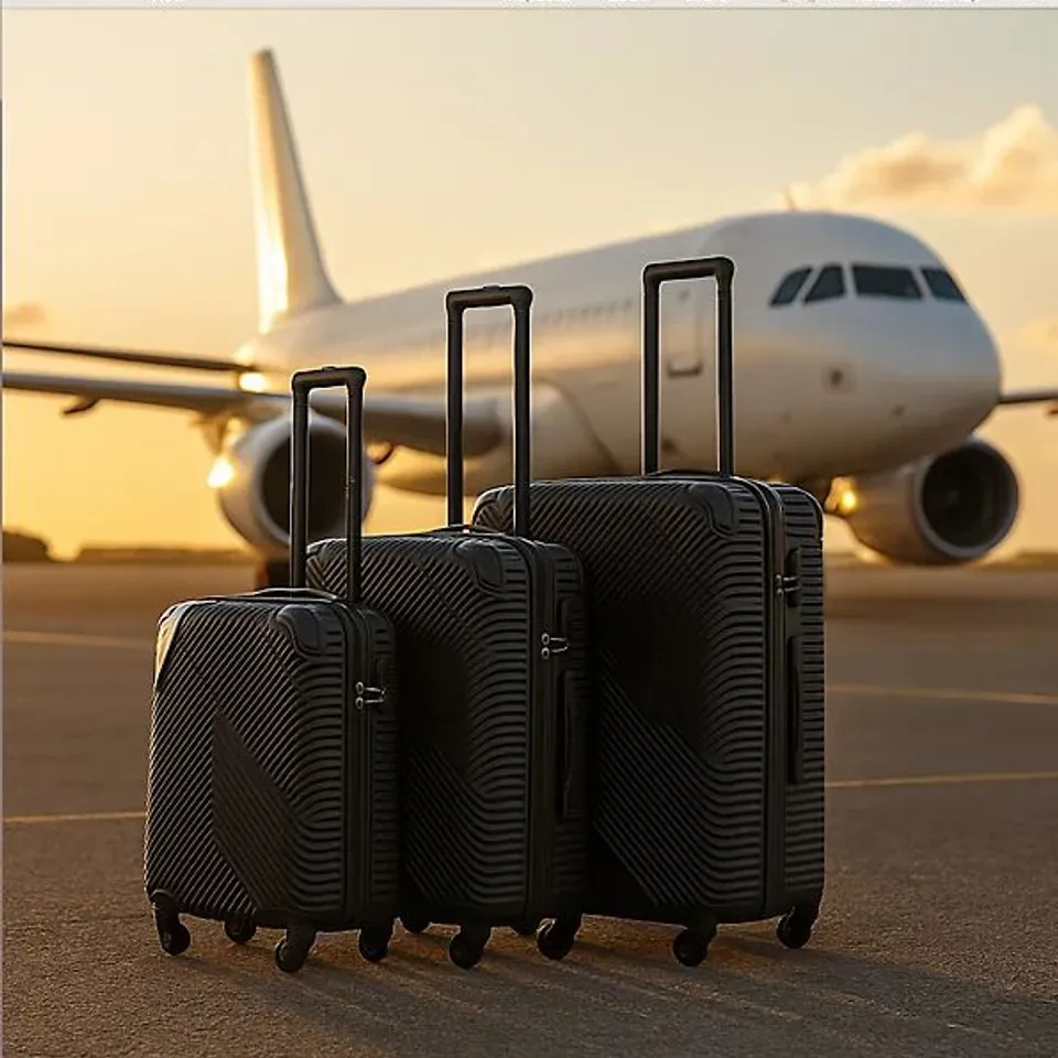 3-PIECE BLACK HARD-SHELL LUGGAGE SET