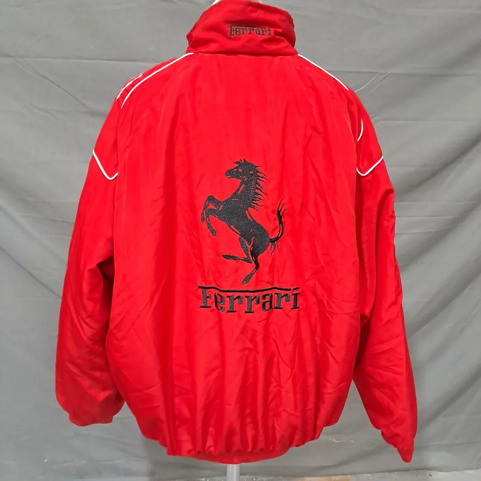 FERRARI F1 EMBROIDERED ZIP UP JACKET IN RED SIZE XXL