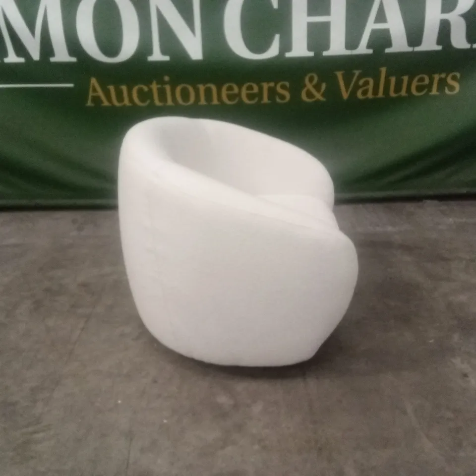 ROUNDI CURVED BOUCLE FABRIC ARMCHAIR - CREAM WHITE