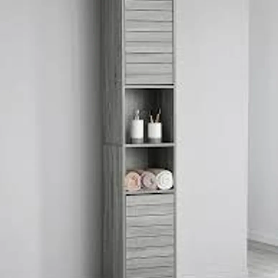 LLOYD PASCAL WOOD EFFECT & GREY TALLBOY - COLLECTION ONLY 