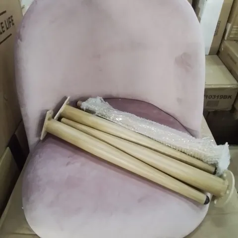 BOXED PAIR OF PINK FABRIC DINING CHAIRS ON WOODEN EFFECT LEGS