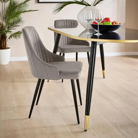 BOXED SHEA SET OF 2 DINING CHAIRS, VELVET - GREY (1 BOX)