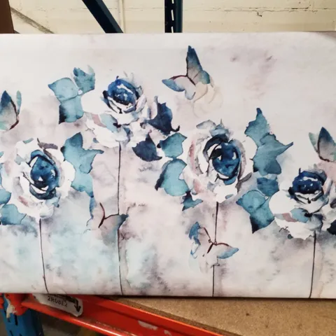 TEAL ROSES AND BUTTERFLIES - WRAPPED CANVAS ART PRINTS