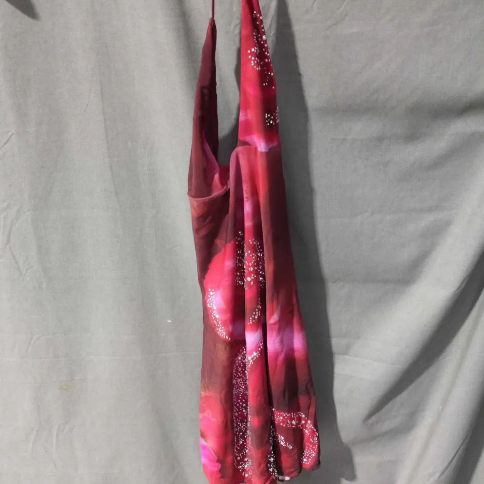 WHITE FOX WOMEN'S DRESS – PINK GRADIENT BEAD EMBELLISHMENT, SIZE M 