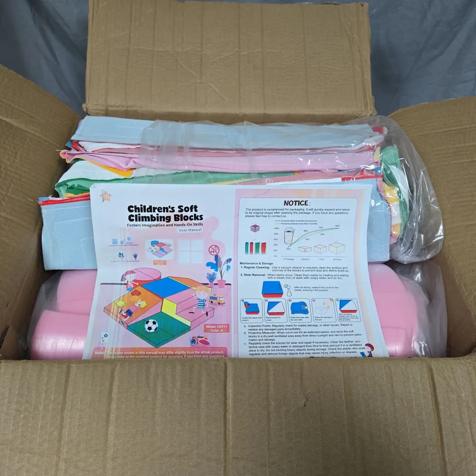 CHILDREN'S SOFT CLIMBING BLOCKS – MULTI-COLOURED FOAM PLAYSET (BOXED)