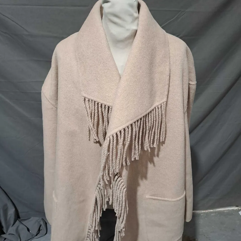 MINT VELVET BEIGE DOUBLE FACED TASSEI COAT SIZE L