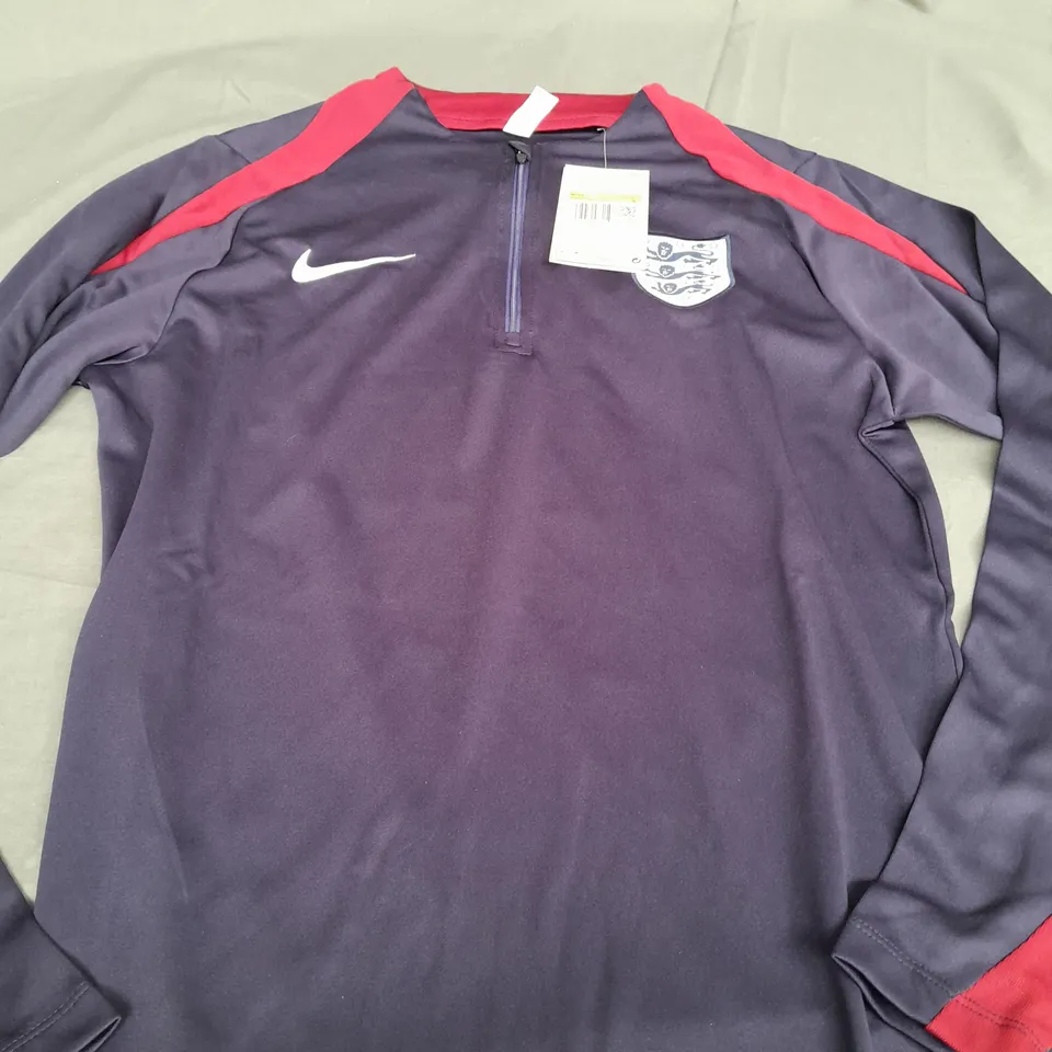 NIKE ENGLAND TRAINING QUARTER ZIP IN PURPLE - SIZE SMALL
