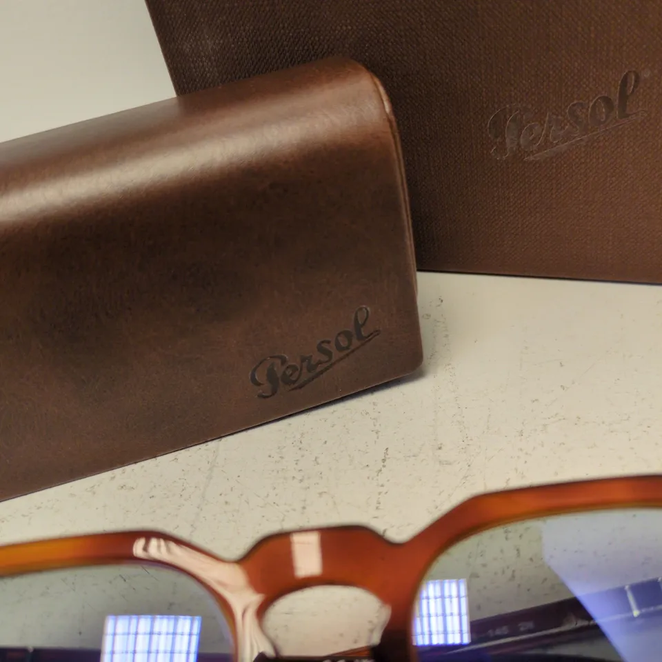 PERSOL SUNGLASSES - TORTOISESHELL FRAME WITH BLUE MIRRORED LENSES