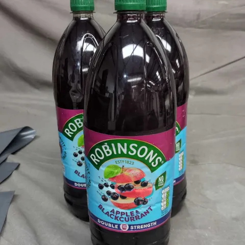 LOT OF 3 BOTTLES OF ROBINSONS DOUBLE STRENGTH APPLE & BLACKCURRANT JUICE 1.75L PER BOTTLE
