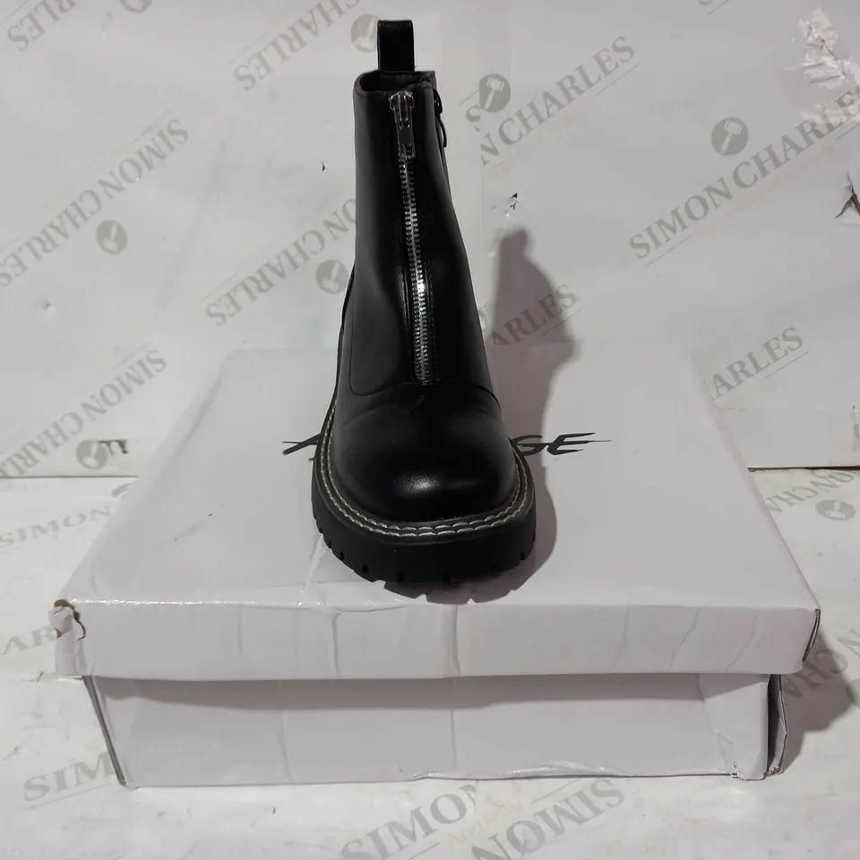 BOXED PAIR OF AJVOYAGE ZIP UP ANKLE BOOTS IN BLACK UK SIZE 6