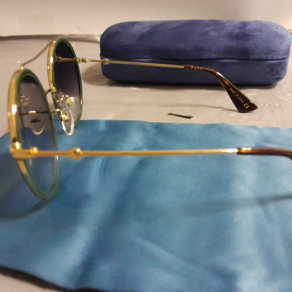 BOXED PAIR OF GUCCI ROUND GLASSES WITH GOLD FRAME