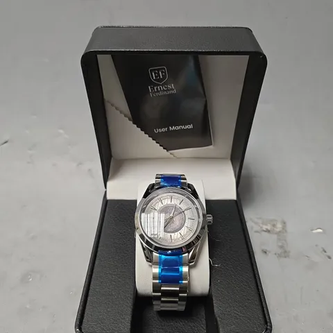 ERNEST FERDINAND WATCH – GLOBAL DIAL – STAINLESS STEEL STRAP – 3ATM WATER RESISTANT - GIFT BOX