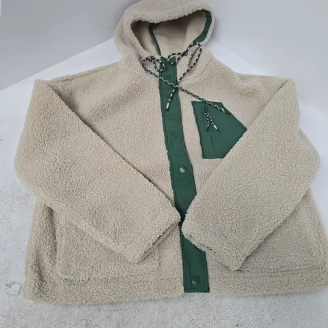 SEASALT CORNWALL WOOL TRAIL FLEECE HOODIE – ARAN, UK SIZE S
