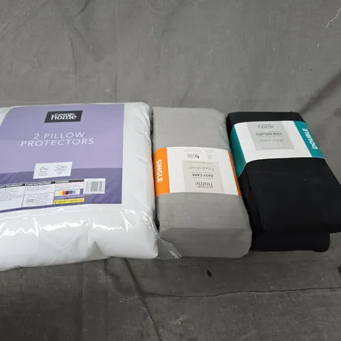 BOX OF APPROXIMATELY 12 ASSORTED BEDDING & SOFT FABRICS ITEMS TO INCLUDE PILLOW PROTECTORS ANF FITTED SHEETS - COLLECTION ONLY
