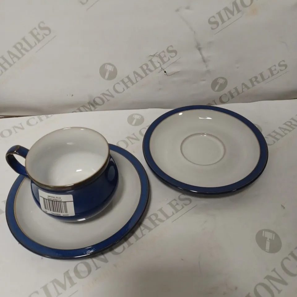 DENBY 1048701 IMPERIAL BLUE 4 PIECE TEA/COFFEE CUP AND SAUCER SET