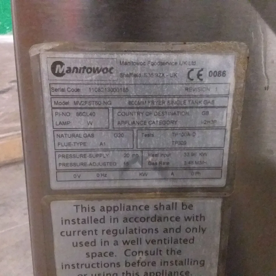 MOORWOOD VULCAN SINGLE TANK, TWIN BASKET GAS FRYER