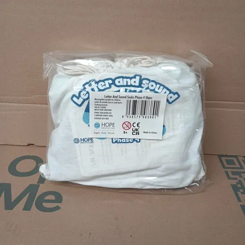 APPROXIMATELY 15 SETS OF 36 LETTER AND SOUND SOCKS PHASE 4