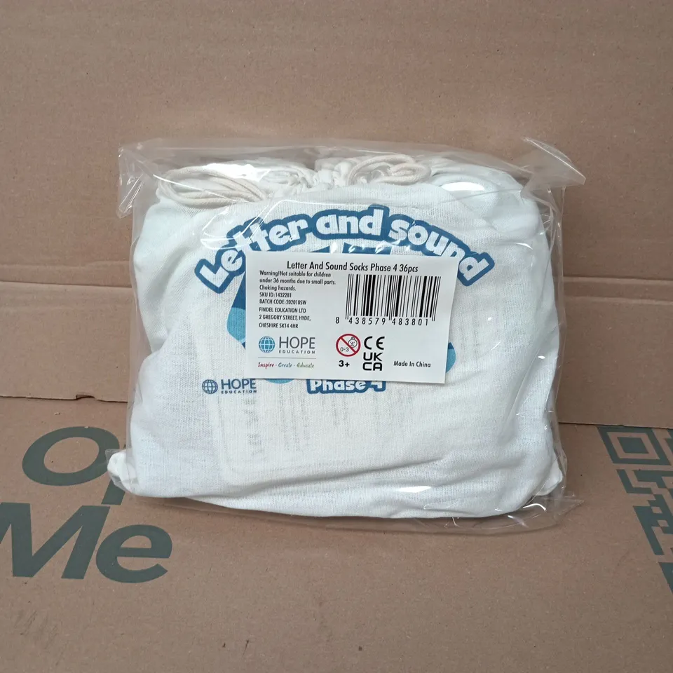 APPROXIMATELY 15 SETS OF 36 LETTER AND SOUND SOCKS PHASE 4