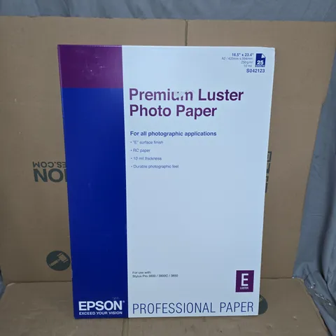 BOXED AND SEALED EPSON PREMIUM LUSTER PHOTO PAPER (E LUSTER - A2) - 25 SHEETS