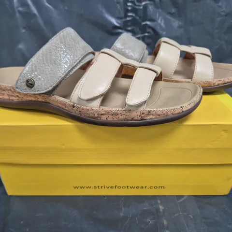 STRIVE SAMOA TRIPLE STRAP SANDALS IN CREAM SIZE 7
