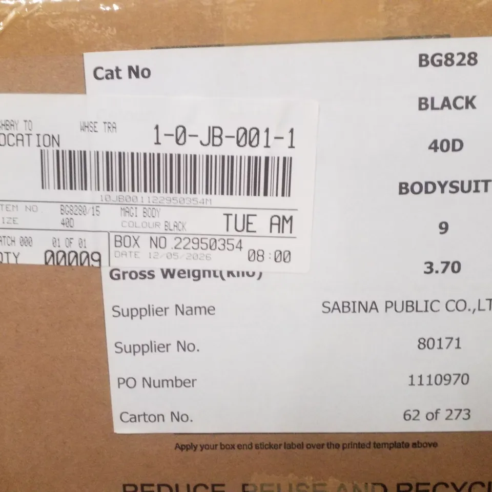 BOX CONTAINING APPROXIMATELY 9 BRAND NEW MAGISCULPT BLACK BODYSUITS - SIZE 40D