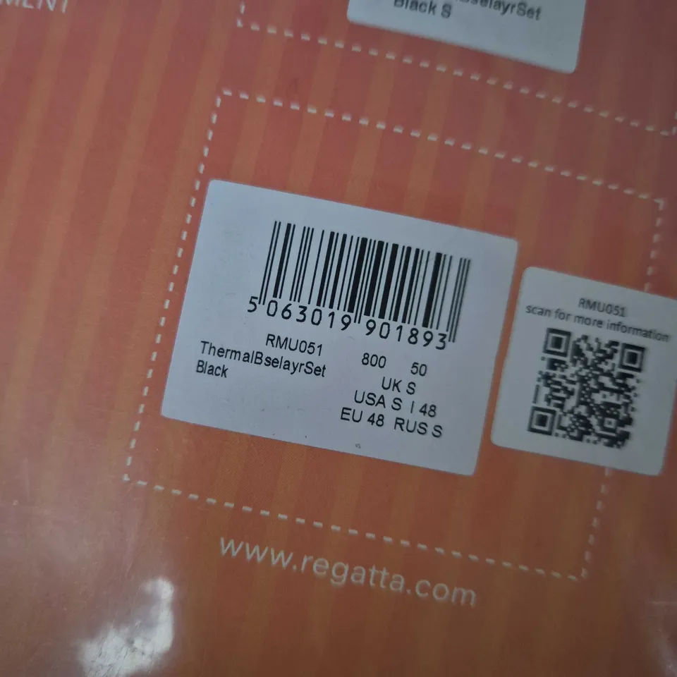 REGATTA GREAT OUTDOORS MEN'S THERMAL BASE LAYER SET – 2-PIECE, UK S