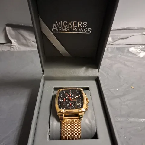 BOXED VICKERS ARMSTRONGS BEACON ROSE BLACK DIAL WATCH 