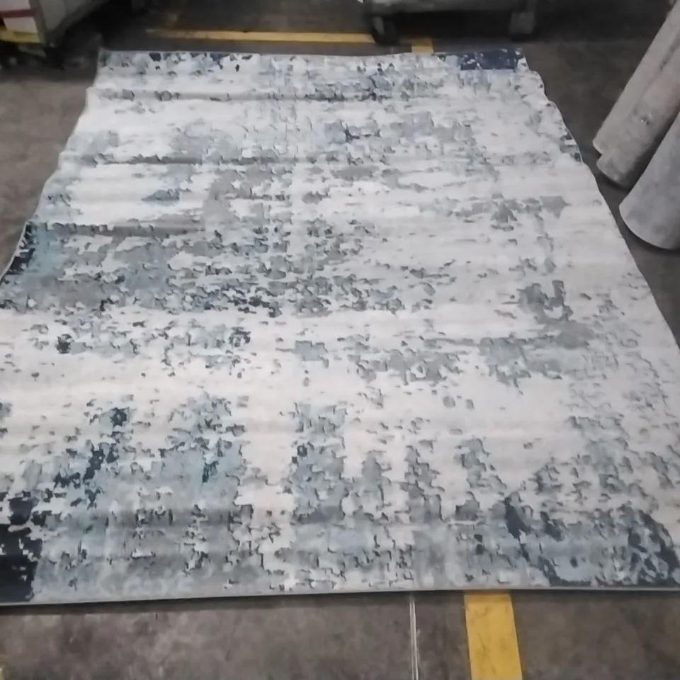 WYONA POWER LOOM DARK BLUE,WHITE,CHARCOAL RUG APPROXIMATELY 200X275CM