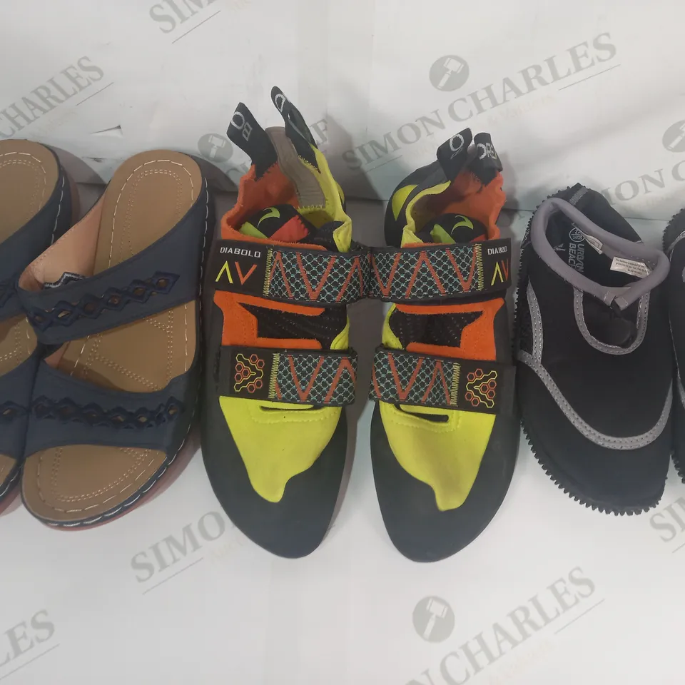 BOX OF APPROXIMATELY 20 ASSORTED PAIRS OF SHOES IN VARIOUS STYLES AND SIZES TO INCLUDE URBAN BEACH, BOREAL, ETC