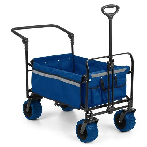 HAND CART WHEELBARROW TROLLEY 4 WHEEL GARDEN PATIO BEACH FOLDING 70 KG BLUE