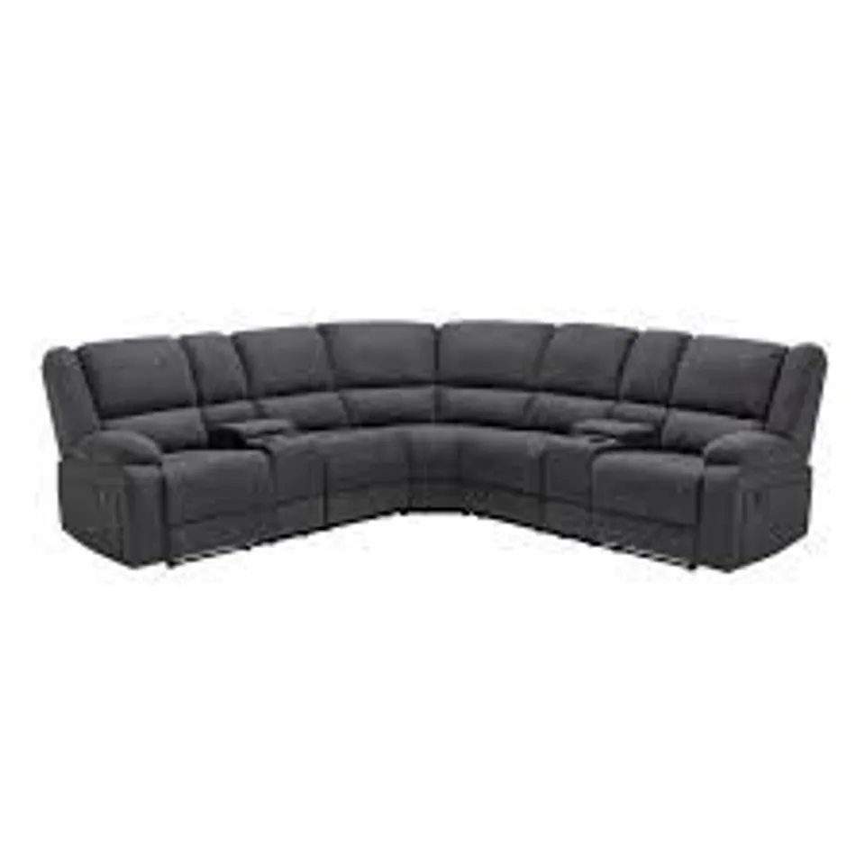 BOXED PRAGA CORNER FABRIC RECLINER SOFA - DARK GREY (3 BOXES)