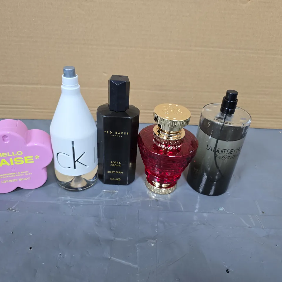 APPROXIMATELY ELEVEN UNBOXED FRAGRANCES TO INCLUDE; YVES SAINT LAURENT, HELLO DAISE, CALVIN KLEIN AND TED BAKER