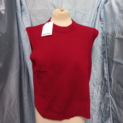 WHISTLES WOOL SLEEVELESS TANK IN RED - S