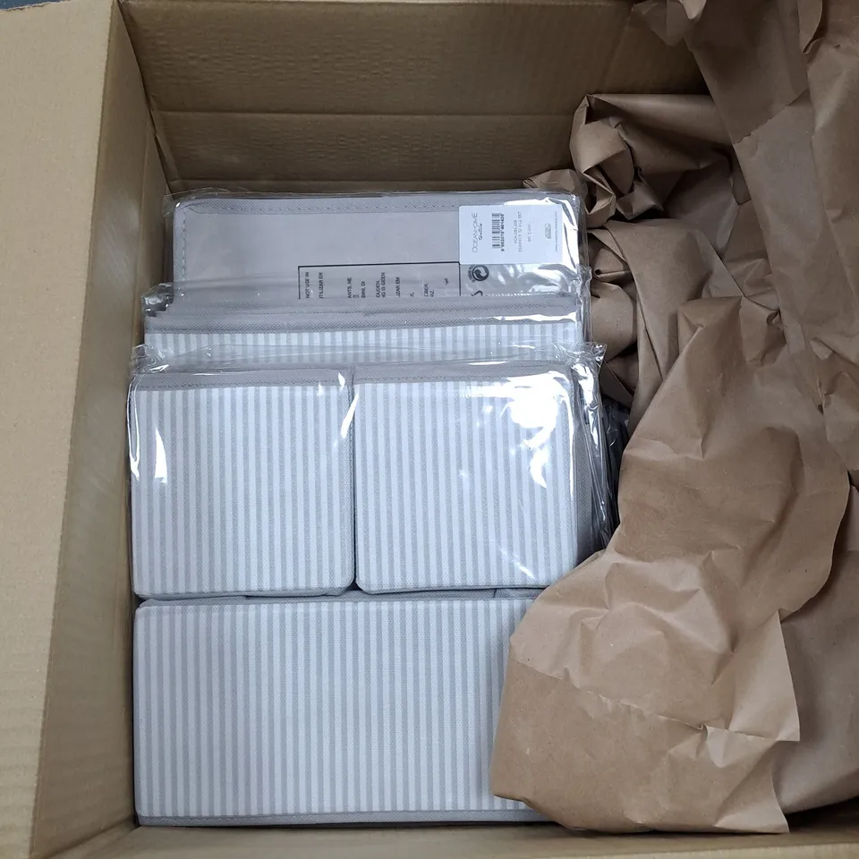 BOX OF APPROXIMATELY 21 OCEANHOME STORAGE BOX SET - GREY AND WHITE