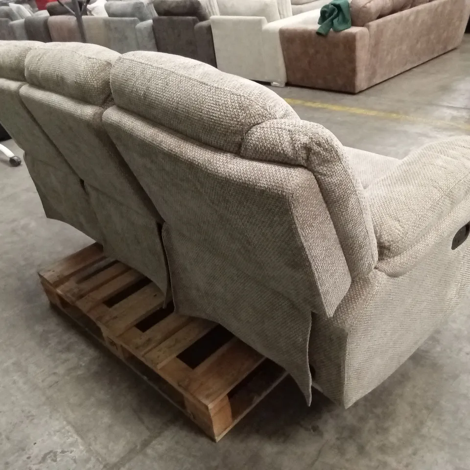 ALBION CHUNKY WEAVE 3 SEATER HIGH BACK MANUAL RECLINER SOFA - NATURAL RRP £679