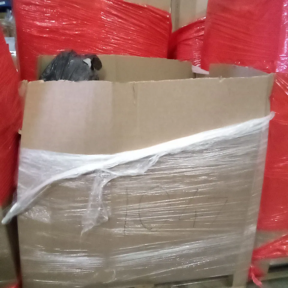 PALLET OF ASSORTED ITEMS INCLUDING DUAL ELECTRIC FRYER, OFFICE CHAIR, 36" SMART TOWER FAN, COOKER HOOD 