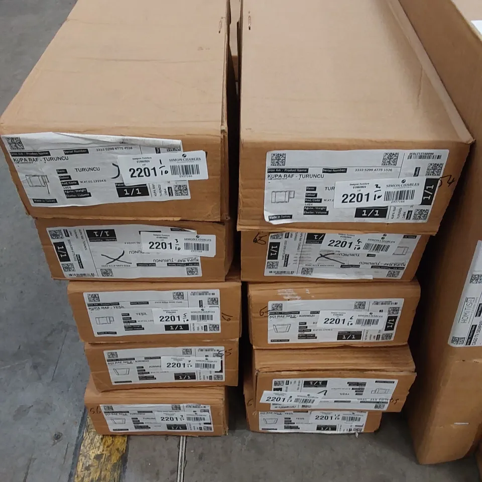 10 X BRAND NEW BOXED WALL SHELVES - COLOURS AND DESIGNS MAY VARY