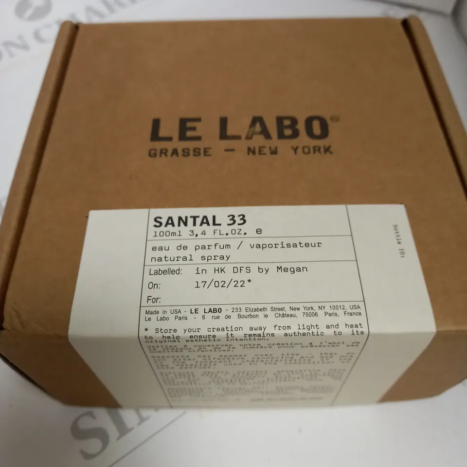 BOXED LE LABO GRASSE NEW YORK SANTAL 33 50ML EAU DE PARFUM