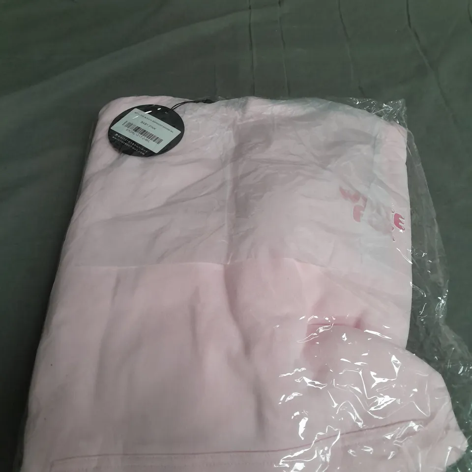 BAGGED WHITE FOX PINK HOODIE SIZE M/L