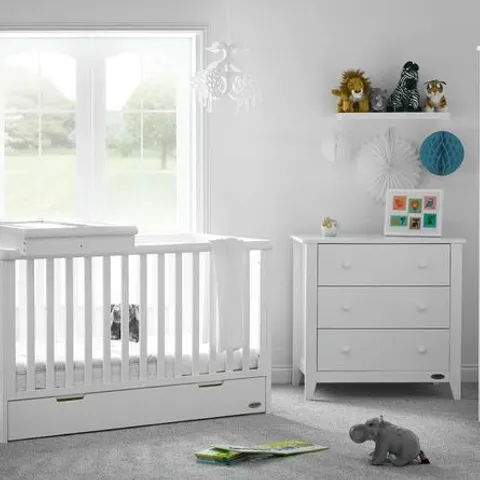 BOXED BELTON COT IN WHITE - INCOMPLETE ONLY 1 /2 BOX, NO BOX 2