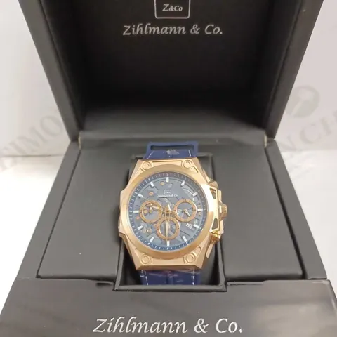 ZIHLMANN & CO TRIPLE DIAL STUD RUBBER STRAP WATCH