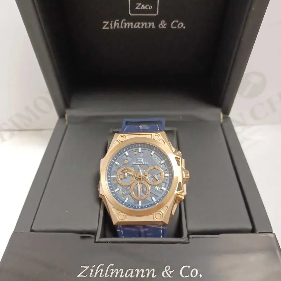 ZIHLMANN & CO TRIPLE DIAL STUD RUBBER STRAP WATCH