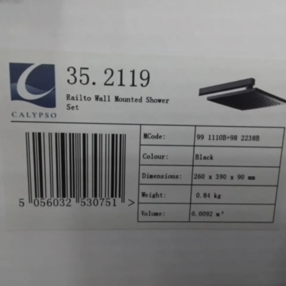 Boxed as new rialto wall mounted shower set in black 
