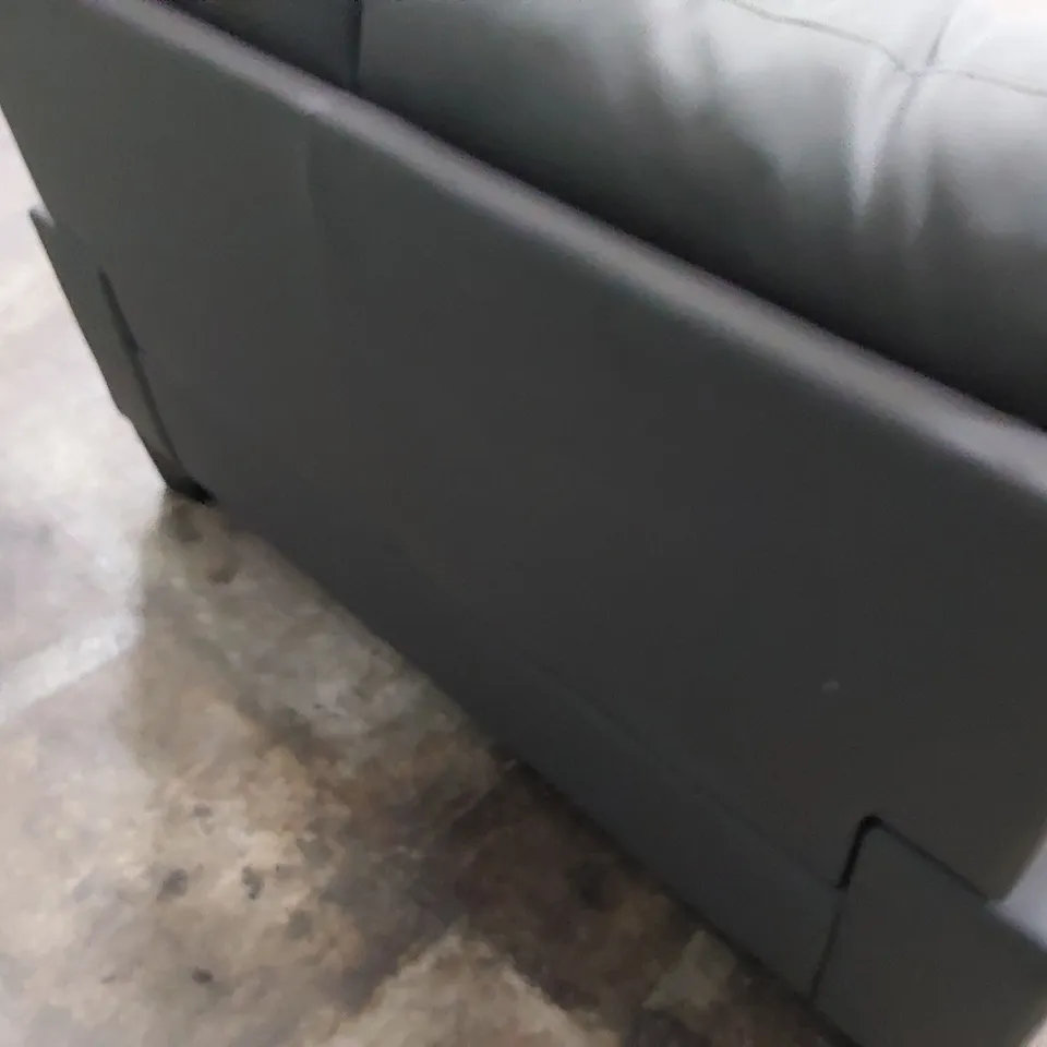 DESIGNER TWO SEATER SOFA GREY LEATHER 