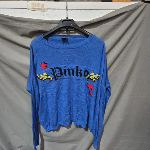 PINKO BLUE LOGO KNIT JUMPER – MADE IN ITALY, WOMEN'S SIZE NOT SPECIFIED