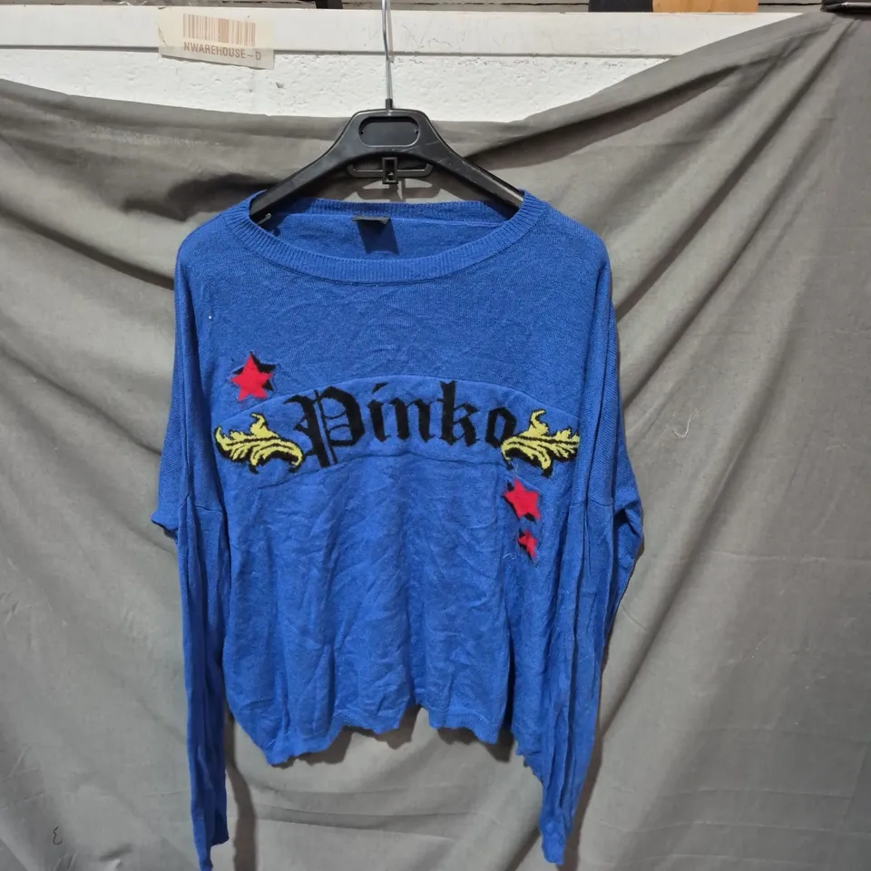 PINKO BLUE LOGO KNIT JUMPER – MADE IN ITALY, WOMEN'S SIZE NOT SPECIFIED
