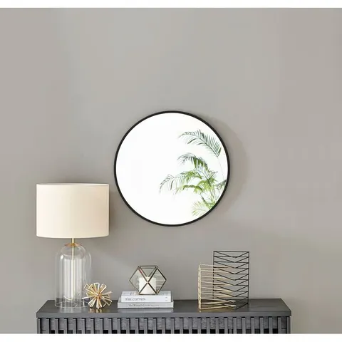 BOXED ALCANTERA ROUND METAL FRAME WALL MIRROR SIMPLE AND ELEGANT