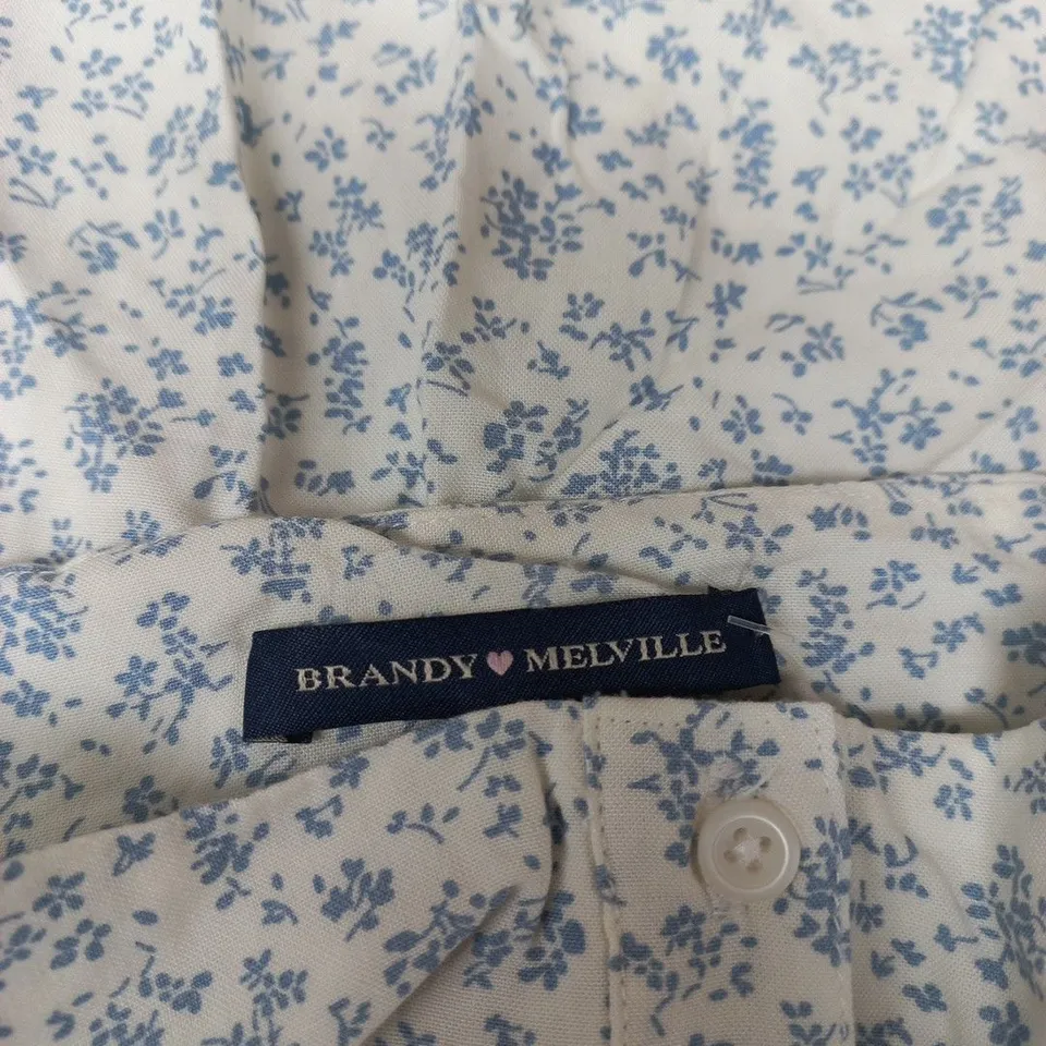BRANDY MELVILLE FLORAL PRINT DRESS, CREAM WITH LIGHT BLUE FLOWERS, SPAGHETTI STRAPS