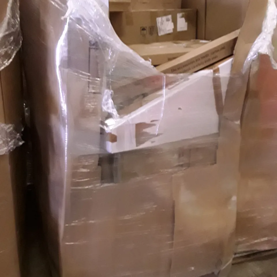 PALLET OF ASSORTED PRODUCTS INCLUDING OVERBED TABLE, FRAMED MIRROR, TOILET SAFETY RAIL, HOLLYWOOD MIRROR, SMART MIRROR