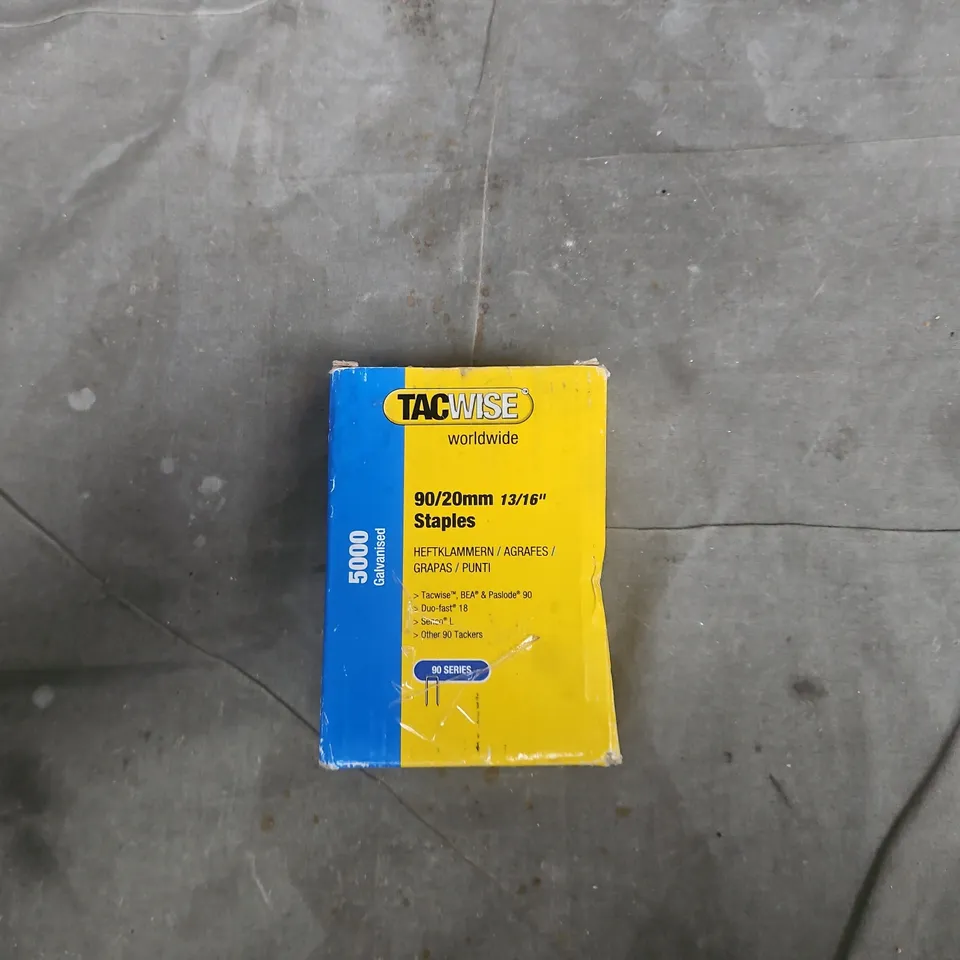 TACWISE 90/20MM STAPLES - 5,000 GALVANISED STAPLES BOXED.